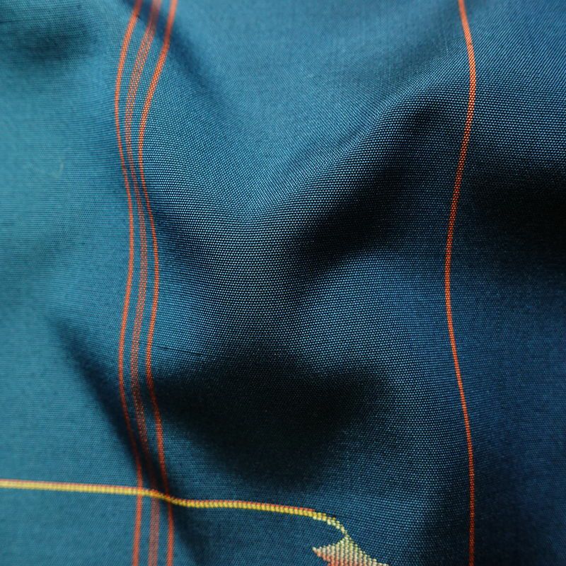 紬 美品 しつけ糸付き セット品 正絹 蝶・昆虫柄 袷仕立て 身丈161cm 裄丈67cm 着物 青・紺_画像21