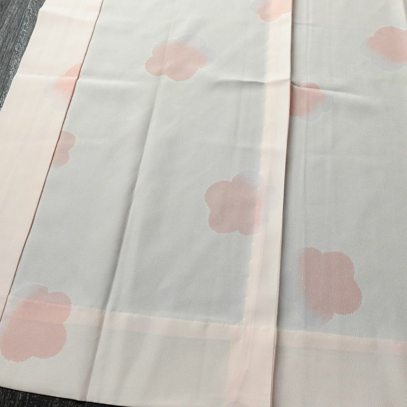 長襦袢 美品 しつけ糸付き 縮緬 正絹 花柄 袖無双・胴抜き 身丈134.5cm 裄丈65.5cm ピンク_画像4