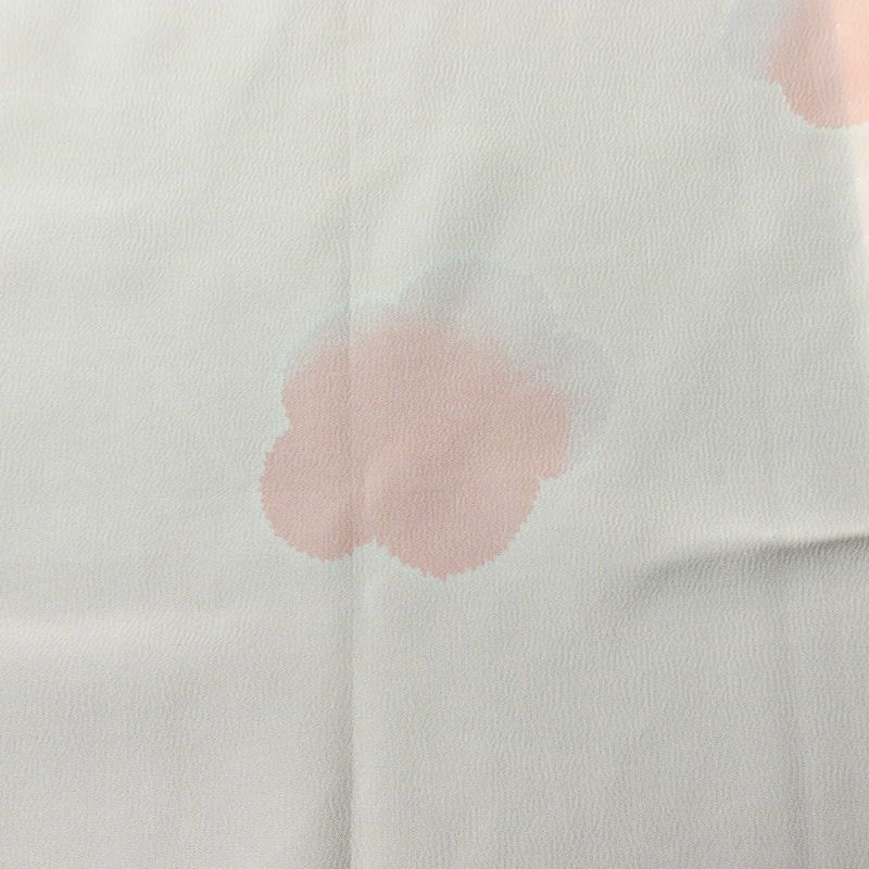 長襦袢 美品 しつけ糸付き 縮緬 正絹 花柄 袖無双・胴抜き 身丈134.5cm 裄丈65.5cm ピンク_画像6