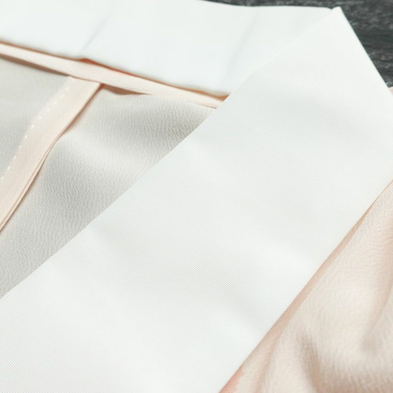 長襦袢 美品 しつけ糸付き 縮緬 正絹 花柄 袖無双・胴抜き 身丈134.5cm 裄丈65.5cm ピンク_画像16