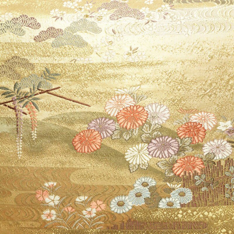 袋帯 六通柄 フォーマル用 正絹 古典柄 箔 帯 金・銀_画像2