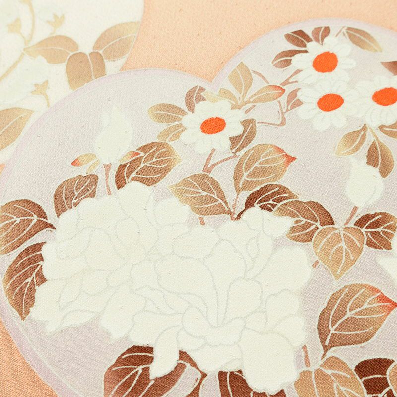 訪問着 良品 正絹 木の葉・植物柄 袷仕立て 身丈156.5cm 裄丈65.5cm 刺繍 フォーマル 着物 ピンク_画像13