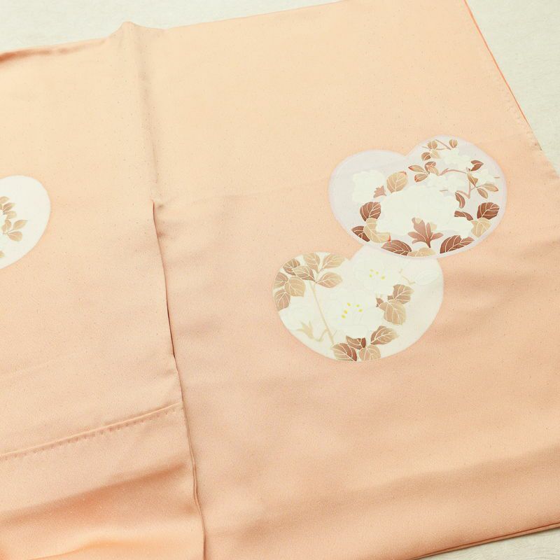 訪問着 良品 正絹 木の葉・植物柄 袷仕立て 身丈156.5cm 裄丈65.5cm 刺繍 フォーマル 着物 ピンク_画像14