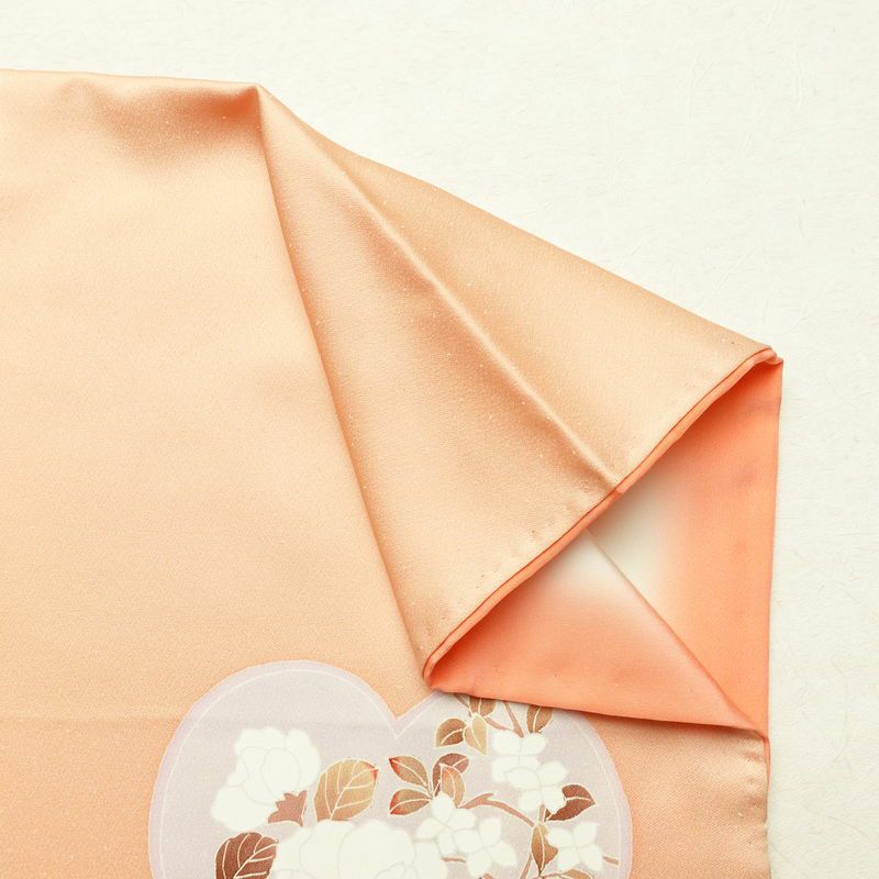 訪問着 良品 正絹 木の葉・植物柄 袷仕立て 身丈156.5cm 裄丈65.5cm 刺繍 フォーマル 着物 ピンク_画像15