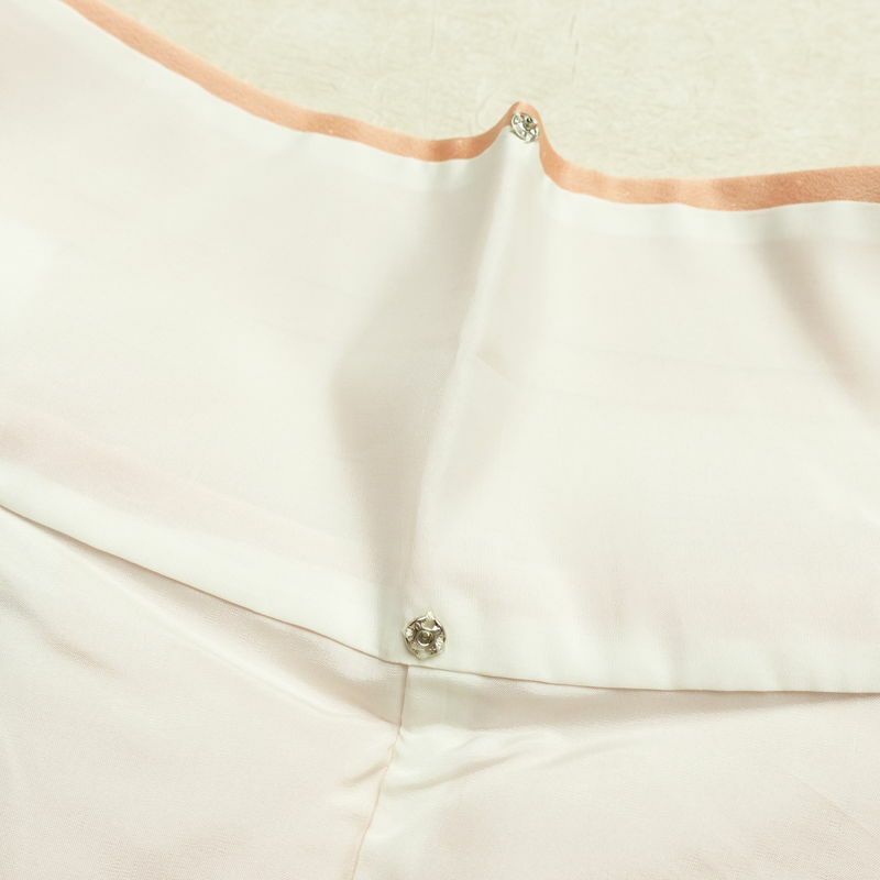 訪問着 良品 正絹 木の葉・植物柄 袷仕立て 身丈156.5cm 裄丈65.5cm 刺繍 フォーマル 着物 ピンク_画像19