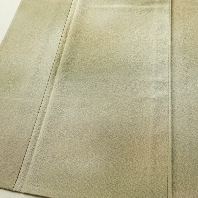 単衣 色無地 良品 縮緬 一つ紋付き 正絹 その他の柄 単衣仕立て 身丈160cm 裄丈66.5cm フォーマル 着物 ぼかし ベージュ_画像4