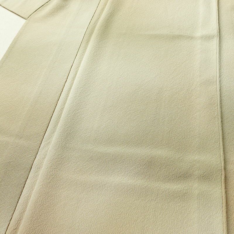 単衣 色無地 良品 縮緬 一つ紋付き 正絹 その他の柄 単衣仕立て 身丈160cm 裄丈66.5cm フォーマル 着物 ぼかし ベージュ_画像5