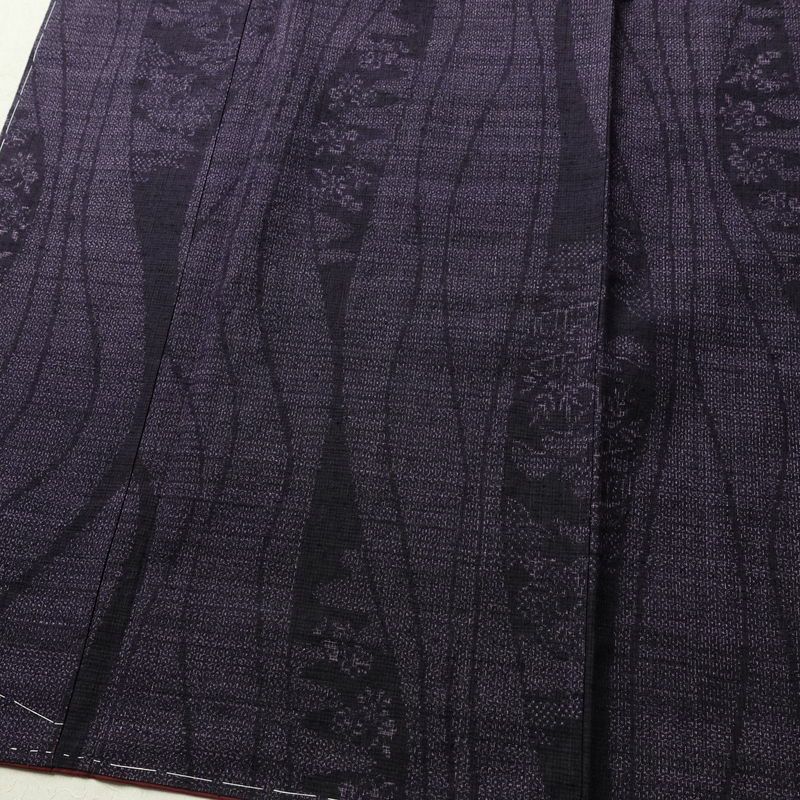 紬 美品 しつけ糸付き 正絹 縞柄・線柄 袷仕立て 身丈158cm 裄丈64cm 着物 紫・藤色_画像4