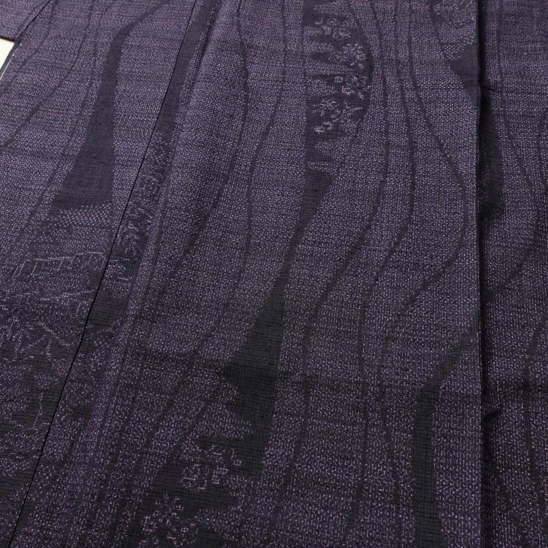 紬 美品 しつけ糸付き 正絹 縞柄・線柄 袷仕立て 身丈158cm 裄丈64cm 着物 紫・藤色_画像5