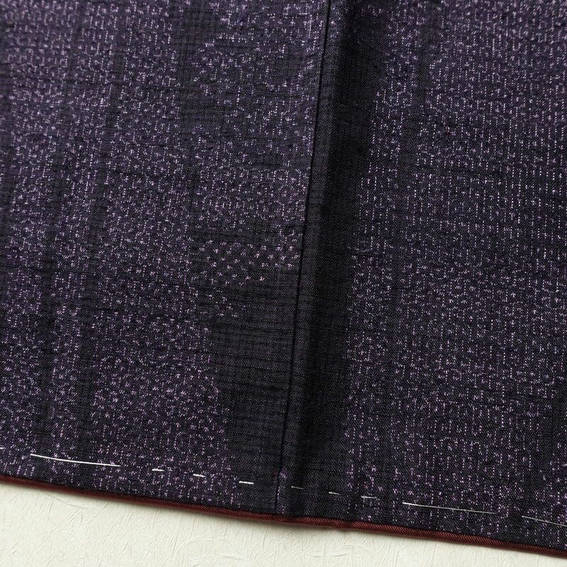紬 美品 しつけ糸付き 正絹 縞柄・線柄 袷仕立て 身丈158cm 裄丈64cm 着物 紫・藤色_画像11