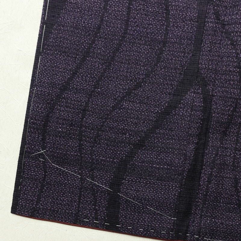 紬 美品 しつけ糸付き 正絹 縞柄・線柄 袷仕立て 身丈158cm 裄丈64cm 着物 紫・藤色_画像12