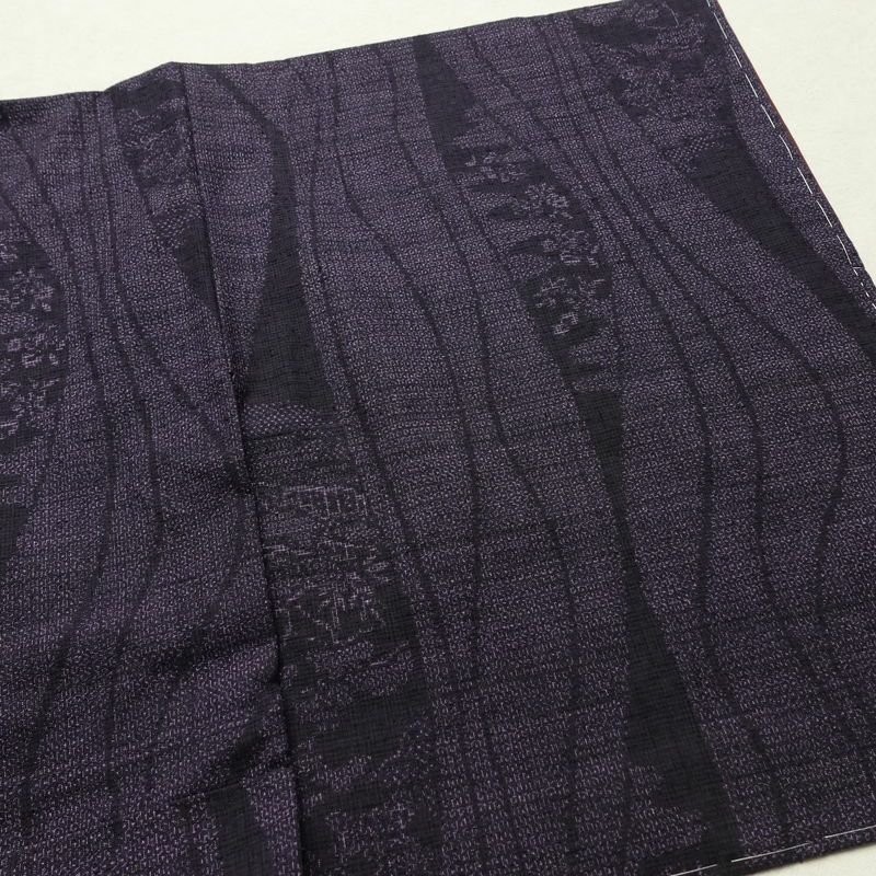 紬 美品 しつけ糸付き 正絹 縞柄・線柄 袷仕立て 身丈158cm 裄丈64cm 着物 紫・藤色_画像13