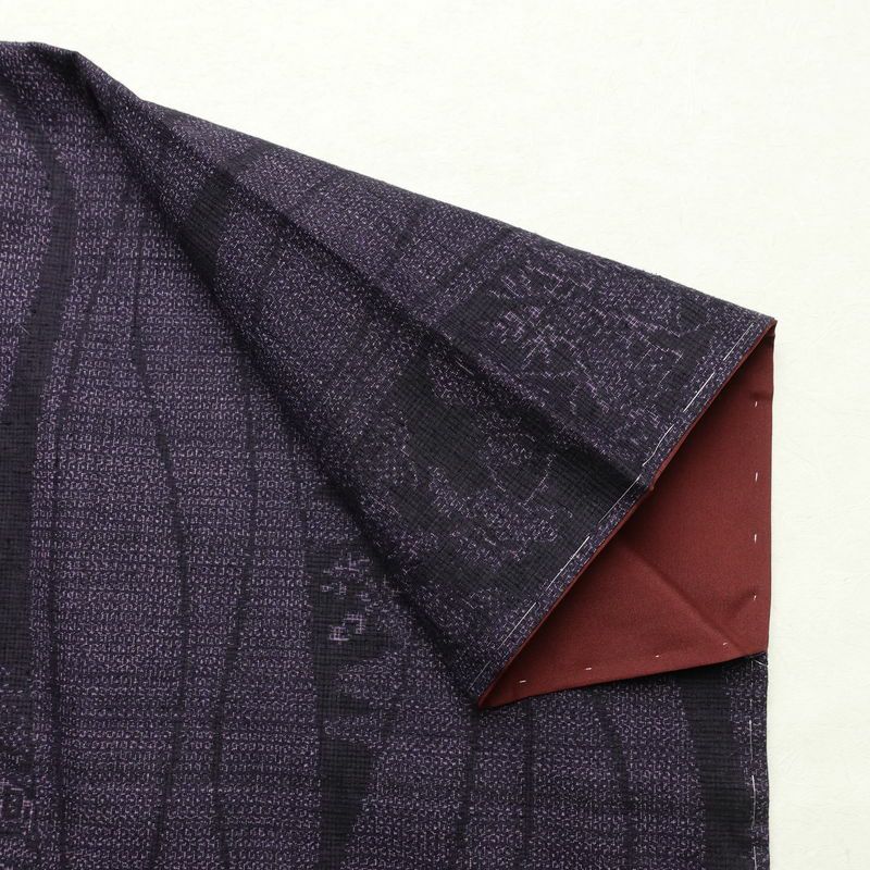 紬 美品 しつけ糸付き 正絹 縞柄・線柄 袷仕立て 身丈158cm 裄丈64cm 着物 紫・藤色_画像14