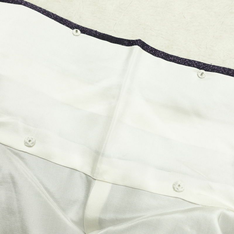 紬 美品 しつけ糸付き 正絹 縞柄・線柄 袷仕立て 身丈158cm 裄丈64cm 着物 紫・藤色_画像19