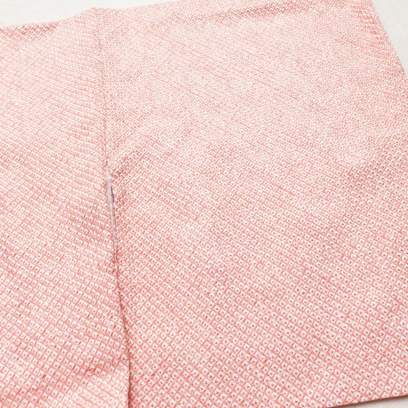 小紋 良品 絞り 総絞り 正絹 古典柄 袷仕立て 身丈172cm 裄丈69cm 着物 ピンク_画像12