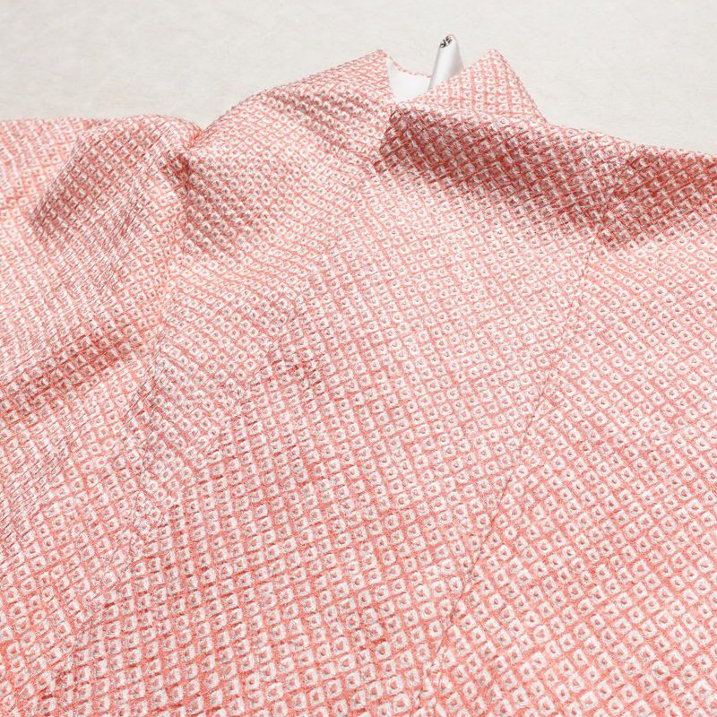 小紋 良品 絞り 総絞り 正絹 古典柄 袷仕立て 身丈172cm 裄丈69cm 着物 ピンク_画像15