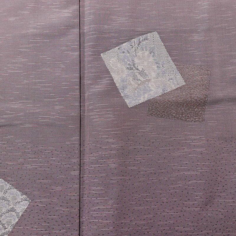 付け下げ 良品 紬地 正絹 古典柄 袷仕立て 身丈157cm 裄丈65cm 箔 フォーマル 着物 紫・藤色_画像6