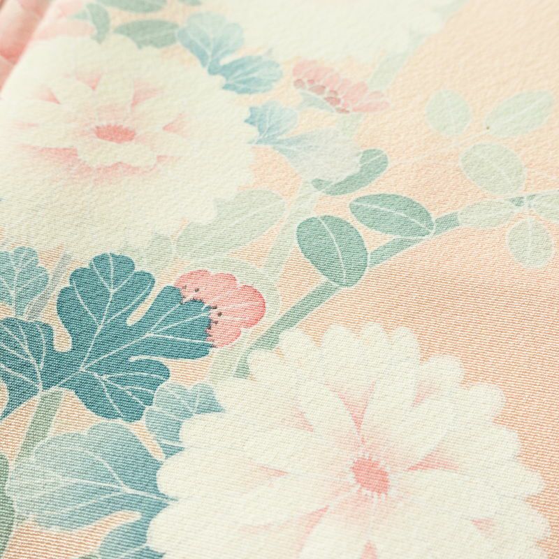 訪問着 加賀友禅 良品 落款入り 浜ちりめん 縮緬 正絹 花柄 袷仕立て 身丈160.5cm 裄丈65cm 一部しつけ糸付き 共八掛 フォーマル 着物 ピンク_画像6