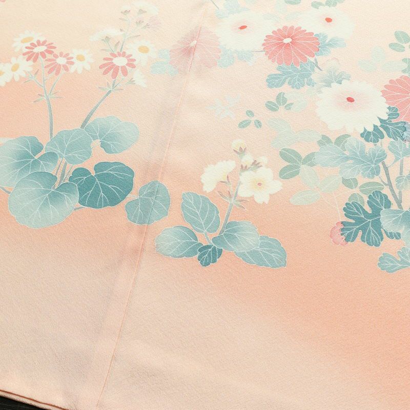 訪問着 加賀友禅 良品 落款入り 浜ちりめん 縮緬 正絹 花柄 袷仕立て 身丈160.5cm 裄丈65cm 一部しつけ糸付き 共八掛 フォーマル 着物 ピンク_画像10