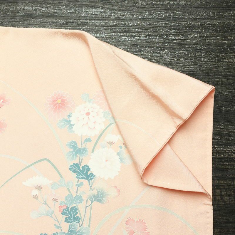 訪問着 加賀友禅 良品 落款入り 浜ちりめん 縮緬 正絹 花柄 袷仕立て 身丈160.5cm 裄丈65cm 一部しつけ糸付き 共八掛 フォーマル 着物 ピンク_画像15