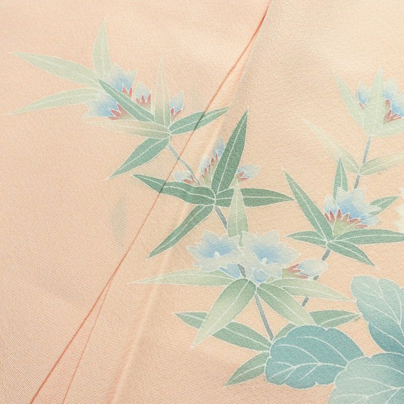 訪問着 加賀友禅 良品 落款入り 浜ちりめん 縮緬 正絹 花柄 袷仕立て 身丈160.5cm 裄丈65cm 一部しつけ糸付き 共八掛 フォーマル 着物 ピンク_画像17