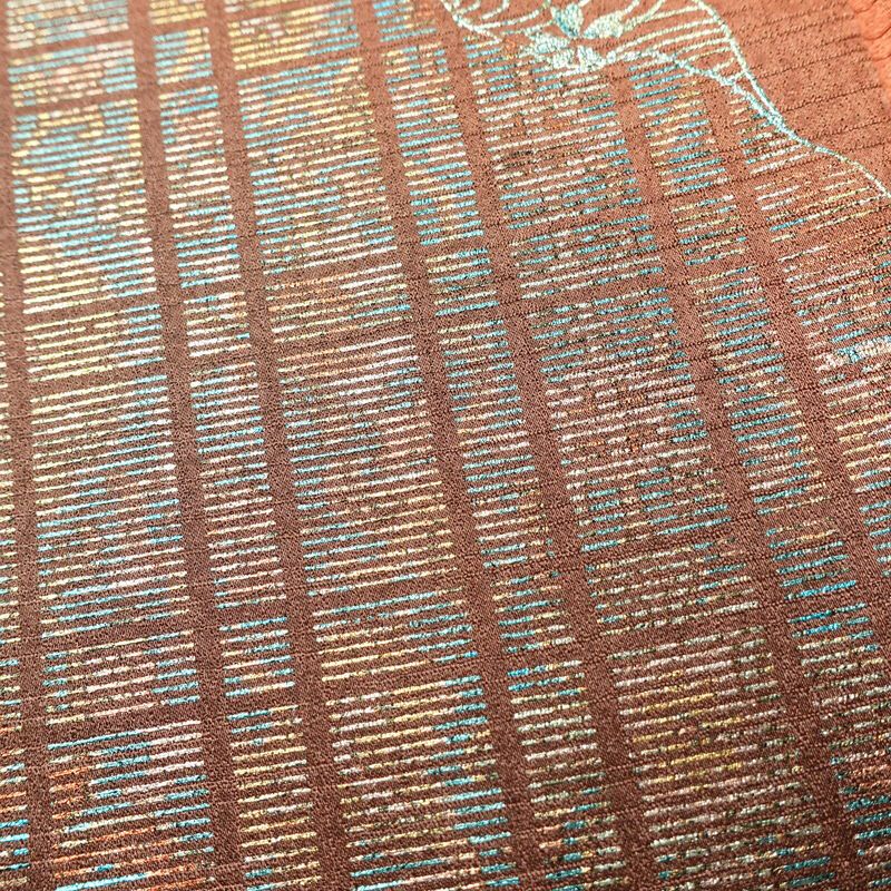 付け下げ 良品 正絹 古典柄 袷仕立て 身丈164.5cm 裄丈68cm 箔 フォーマル 着物 橙_画像9