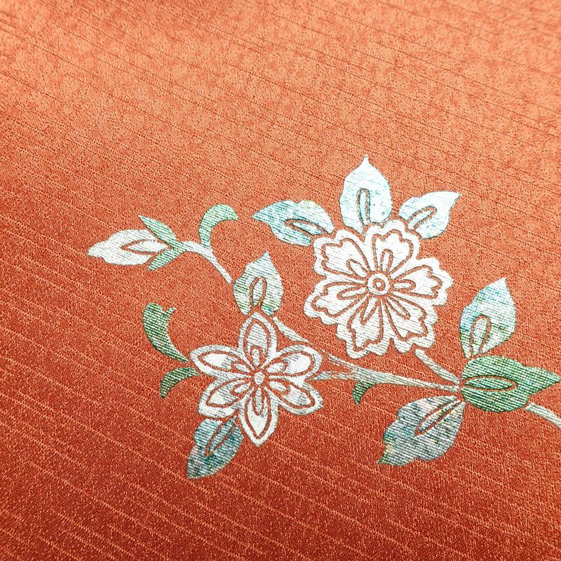 付け下げ 良品 正絹 古典柄 袷仕立て 身丈164.5cm 裄丈68cm 箔 フォーマル 着物 橙_画像18