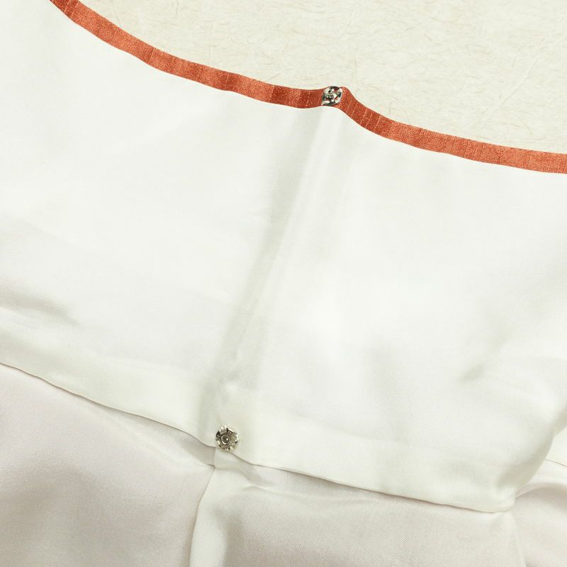 付け下げ 良品 正絹 古典柄 袷仕立て 身丈164.5cm 裄丈68cm 箔 フォーマル 着物 橙_画像20