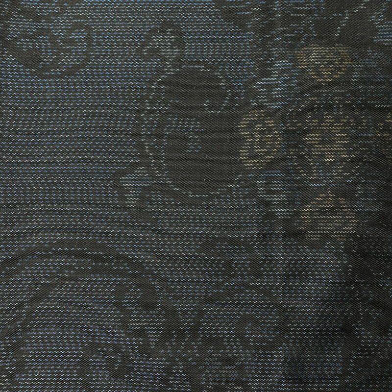 大島紬 良品 証紙なし しつけ糸付き 正絹 木の葉・植物柄 袷仕立て 身丈159cm 裄丈63.5cm 着物 青・紺_画像6