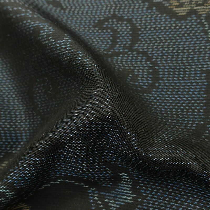 大島紬 良品 証紙なし しつけ糸付き 正絹 木の葉・植物柄 袷仕立て 身丈159cm 裄丈63.5cm 着物 青・紺_画像21