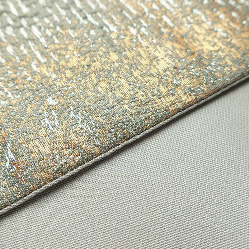 袋帯 ふくれ織 六通柄 フォーマル用 正絹 木の葉・植物柄 箔 帯 青・紺_画像12