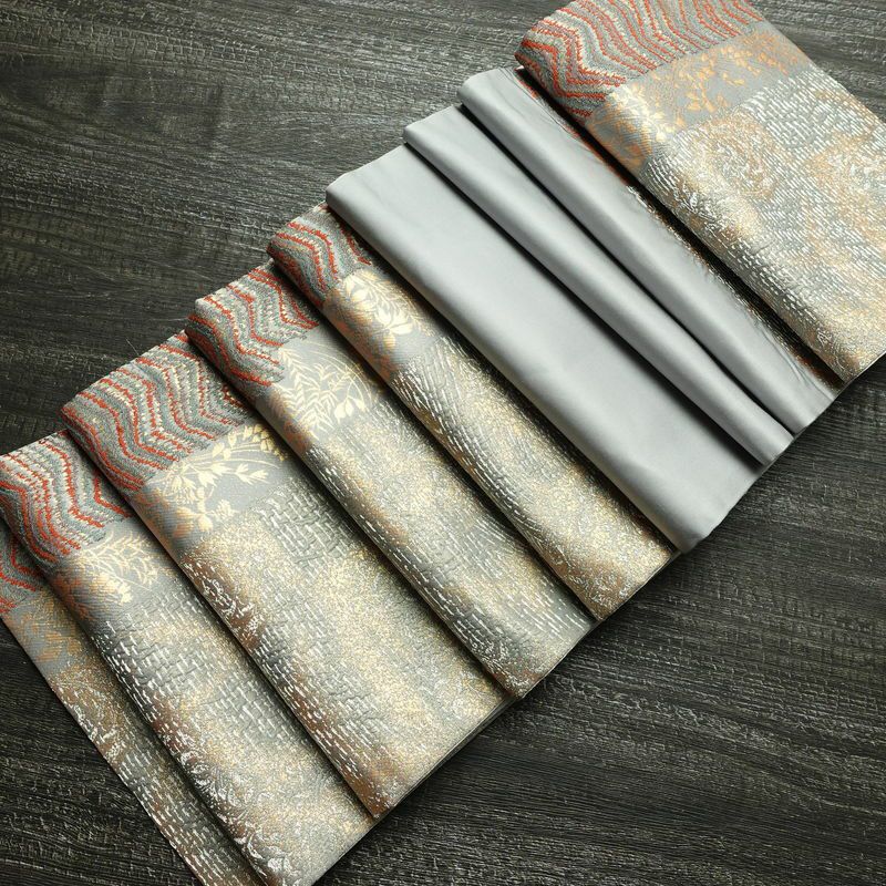 袋帯 ふくれ織 六通柄 フォーマル用 正絹 木の葉・植物柄 箔 帯 青・紺_画像20