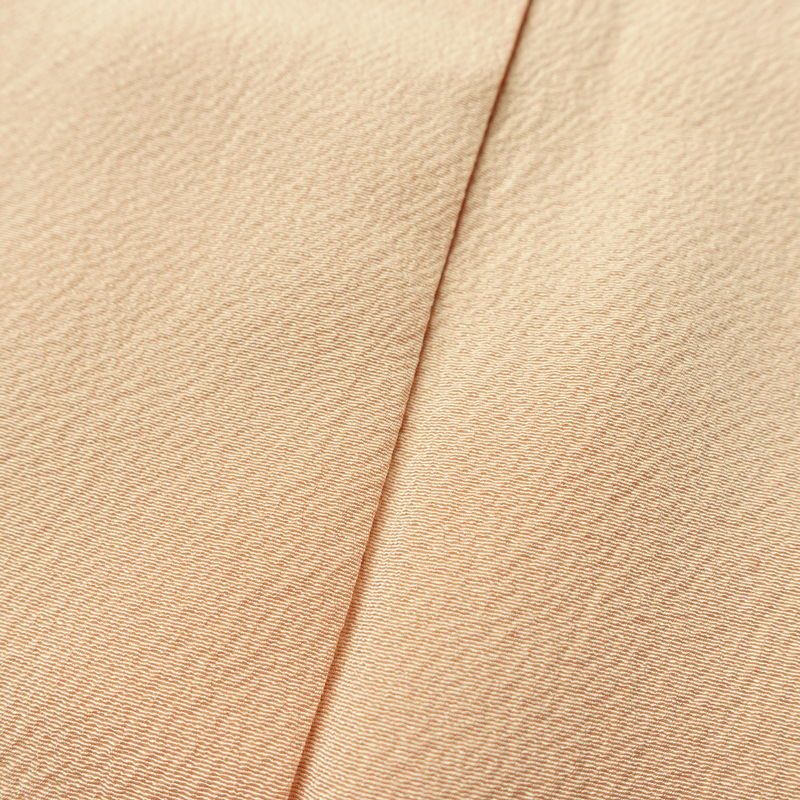 色無地 良品 茶渋染 落款入り 縮緬 一つ紋付き 正絹 無地 袷仕立て 身丈157cm 裄丈64cm フォーマル 着物 ベージュ_画像8