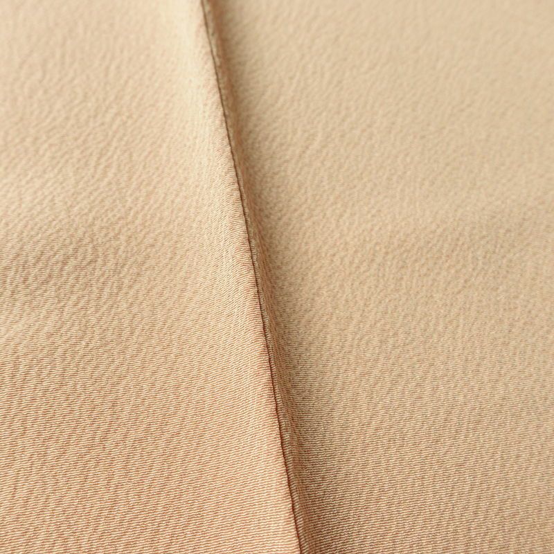 色無地 良品 茶渋染 落款入り 縮緬 一つ紋付き 正絹 無地 袷仕立て 身丈157cm 裄丈64cm フォーマル 着物 ベージュ_画像9