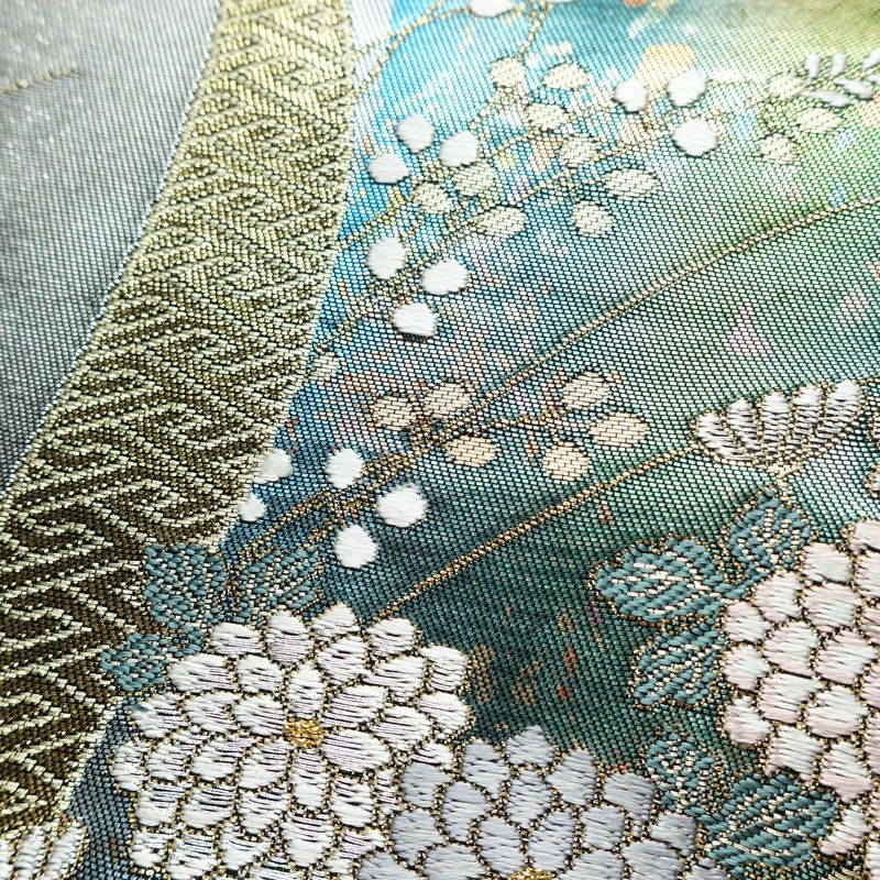 袋帯 六通柄 フォーマル用 正絹 花柄 箔 金糸 帯 金・銀_画像5