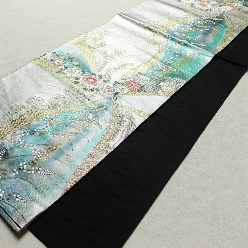 袋帯 六通柄 フォーマル用 正絹 花柄 箔 金糸 帯 金・銀_画像8