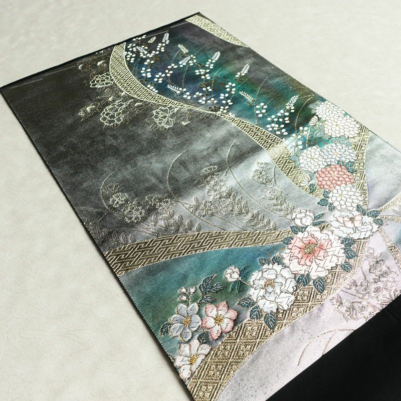 袋帯 六通柄 フォーマル用 正絹 花柄 箔 金糸 帯 金・銀_画像17
