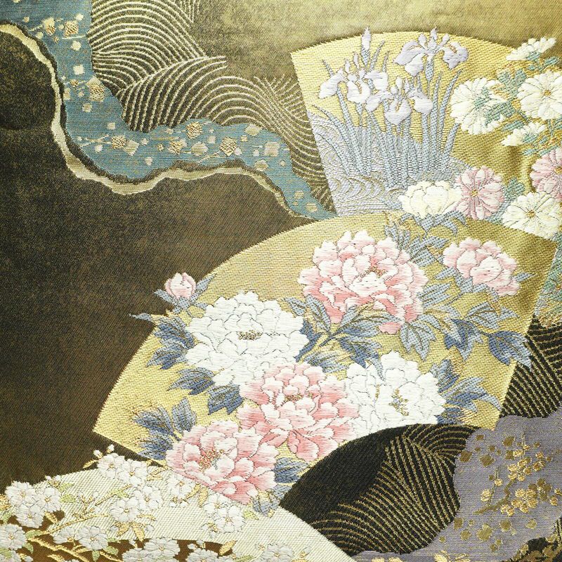 袋帯 六通柄 フォーマル用 正絹 古典柄 箔 帯 黒_画像2