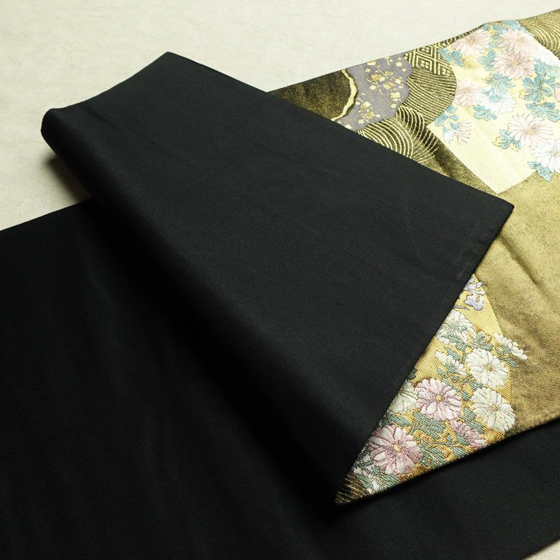 袋帯 六通柄 フォーマル用 正絹 古典柄 箔 帯 黒_画像9