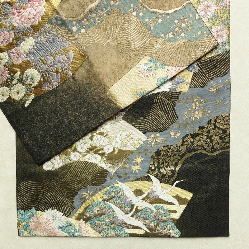 袋帯 六通柄 フォーマル用 正絹 古典柄 箔 帯 黒_画像13