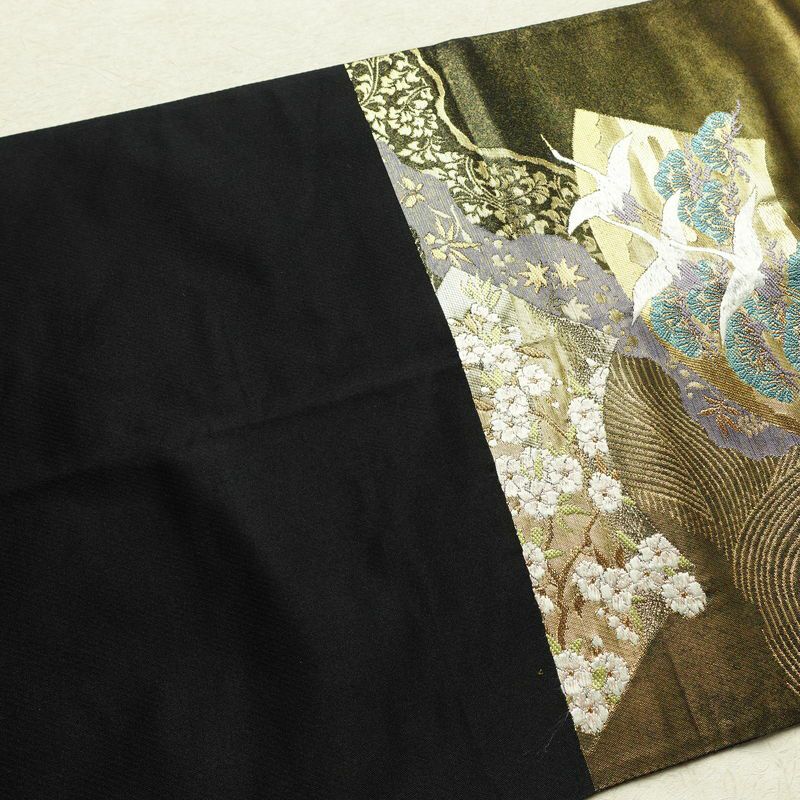 袋帯 六通柄 フォーマル用 正絹 古典柄 箔 帯 黒_画像16