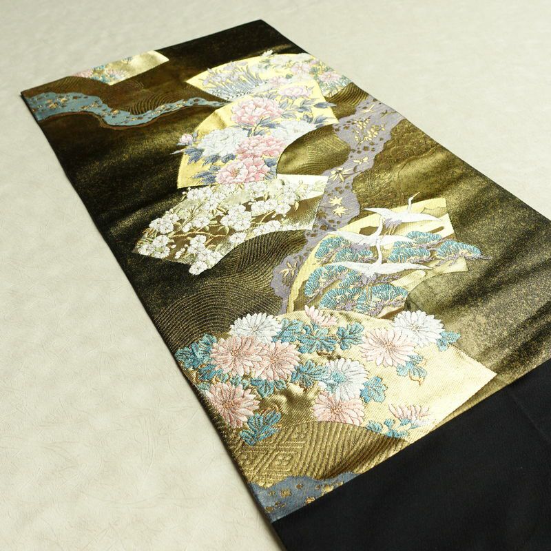 袋帯 六通柄 フォーマル用 正絹 古典柄 箔 帯 黒_画像17