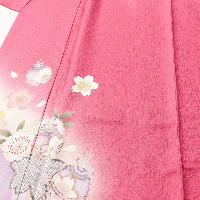 振袖 セット品 正絹 花柄 袷仕立て 身丈166.5cm 裄丈67.5cm 金彩 フォーマル 二十歳 着物 ピンク_画像6