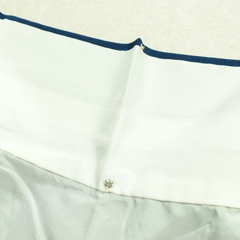 小紋 しつけ糸付き 縮緬 飛び柄 正絹 花柄 袷仕立て 身丈172cm 裄丈69cm 金彩 着物 青・紺_画像18