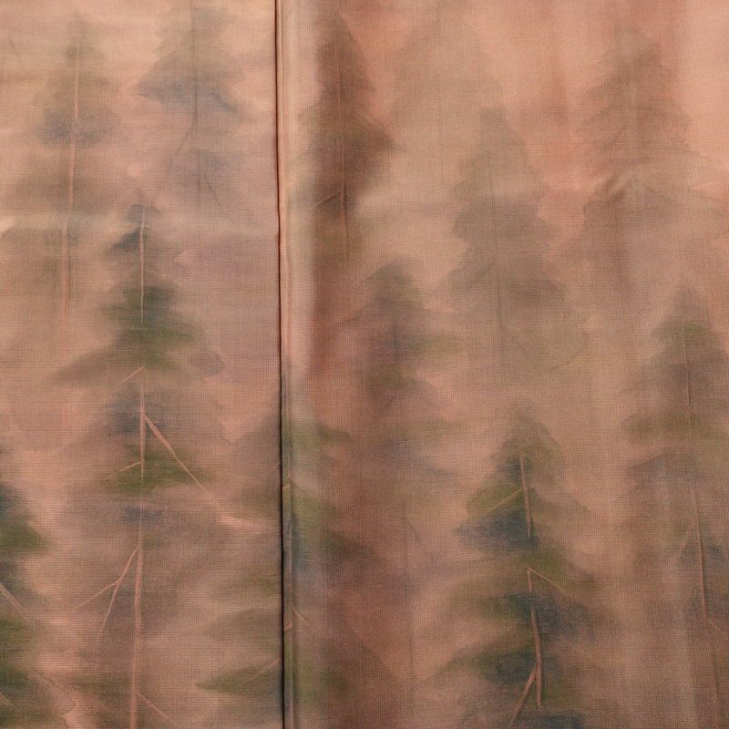 付け下げ 良品 落款入り 紬地 正絹 風景柄 袷仕立て 身丈155cm 裄丈64cm 一部しつけ糸付き フォーマル ぼかし 着物 橙_画像6