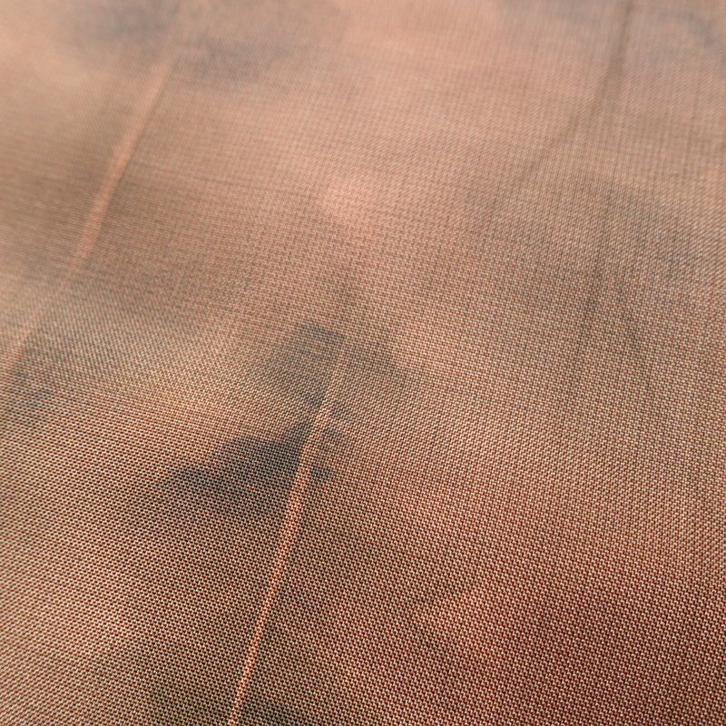 付け下げ 良品 落款入り 紬地 正絹 風景柄 袷仕立て 身丈155cm 裄丈64cm 一部しつけ糸付き フォーマル ぼかし 着物 橙_画像9