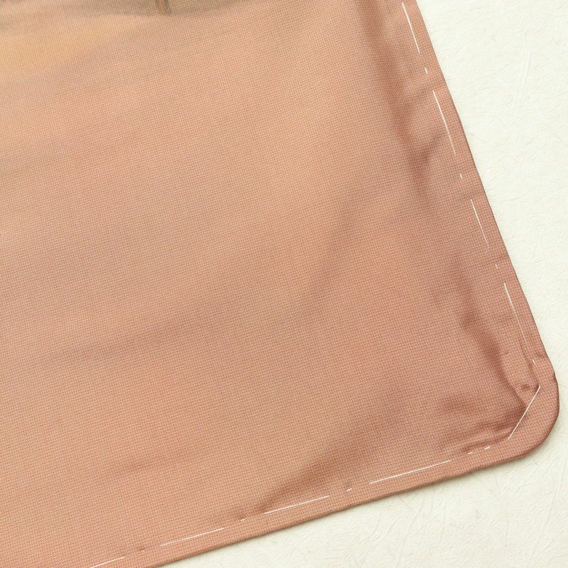 付け下げ 良品 落款入り 紬地 正絹 風景柄 袷仕立て 身丈155cm 裄丈64cm 一部しつけ糸付き フォーマル ぼかし 着物 橙_画像17