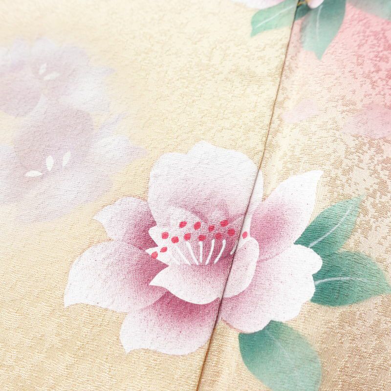 振袖 正絹 花柄 袷仕立て 身丈167.5cm 裄丈69cm 金彩 着物 二十歳 ピンク_画像7