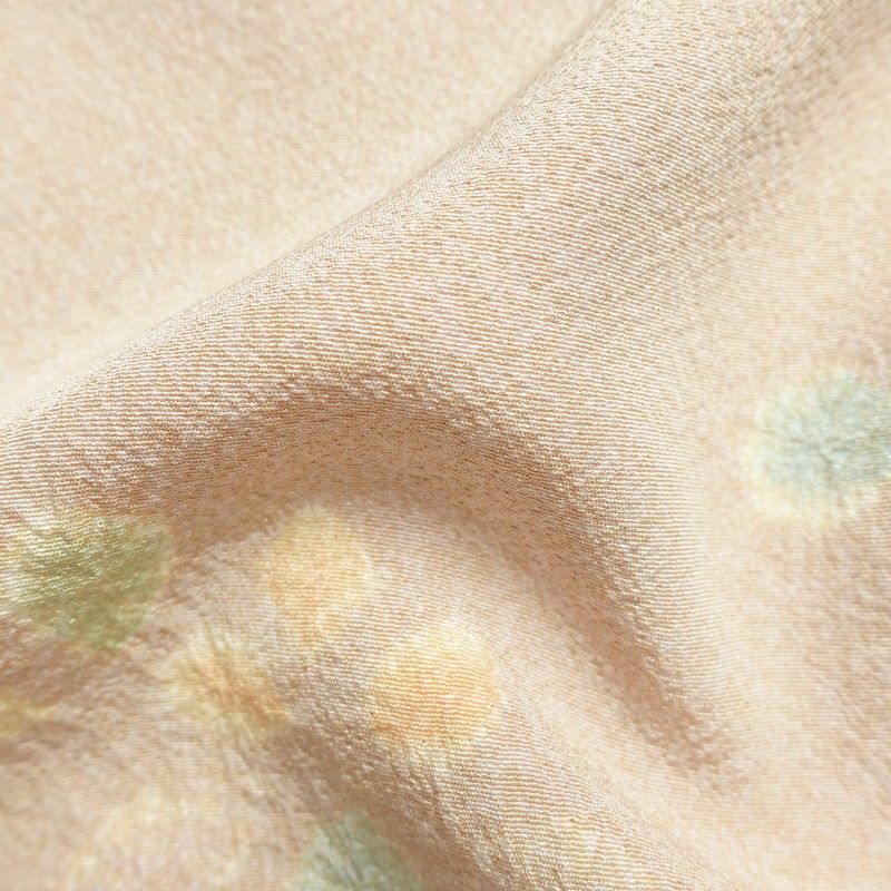 訪問着 良品 縮緬 絞り 一つ紋付き 正絹 花柄 袷仕立て 身丈162cm 裄丈67cm 箔 菊 フォーマル 着物 ピンク_画像21