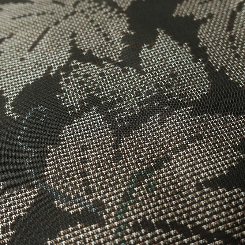 大島紬 正絹 木の葉・植物柄 袷仕立て 証紙なし 身丈160.5cm 裄丈65cm 着物 茶_画像7